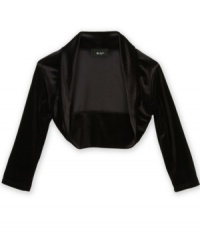 A long-sleeve velvet shrug from BCX will complete her sweet, on-the-go style. A long-sleeve velvet shrug from BCX will complete her sweet, on-the-go style.
