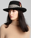 With a printed ribbon and colorful feather detail, this wool hat from San Diego Hat Company inspires a bohemian-vintage look.