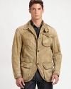 A rugged twill jacket channels the spirit of the outdoors with a corduroy collar, quilted shoulder detailing and oversized patch pockets at the front.Button-frontShoulder epaulettesChest, waist flap pocketsAbout 31 from shoulder to hemCottonMachine washImported