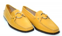 TOD'S Women's Pellame Leather Dark Yellow Loafers w. Ring Sz 35 KBR935 TOD'S Women's Pellame Leather Dark Yellow Loafers w. Ring Sz 35 KBR935