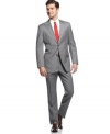 In sleek gray, this Tommy Hilfiger suit gives your dress wardrobe an modern update.