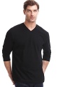 Long sleeve vneck tee with ribbed detail on side seams.