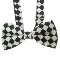 TopTie Mens Black & White Checkerboard Pre-Tied Satin Formal Bow Tie TopTie Mens Black & White Checkerboard Pre-Tied Satin Formal Bow Tie