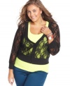 Lace is a must-get trend this season, so score Extra Touch's long sleeve plus size cardigan!