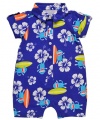 Baby Starters Surf Sock Monkey Romper (Sizes 0M - 24M) - blue, 9 months