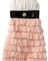 Ruby Rox Kids Girls 7-16 Colorblock Ruffle Dress, Ivory/Peach, 10
