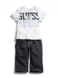 GUESS Kids Boys Tee & Pants Set with Bag, WHITE (3/6M) GUESS Kids Boys Tee & Pants Set with Bag, WHITE (3/6M)