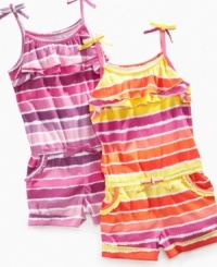 Sweet stripes. She'll want to play all day in the tasty colors of this romper from So Jenni. (Clearance) Sweet stripes. She'll want to play all day in the tasty colors of this romper from So Jenni. (Clearance)