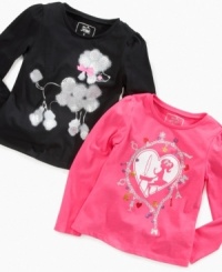 Let her personality shine with one of these lovely glitter-graphic shirts from So Jenni. Let her personality shine with one of these lovely glitter-graphic shirts from So Jenni.