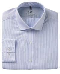 In a classic stripe, this Geoffrey Beene dress shirt is a must-have addition to your work-week rotation. In a classic stripe, this Geoffrey Beene dress shirt is a must-have addition to your work-week rotation.