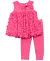 Keep her party ready and picture-perfect in this whimsical ruffle tank and legging set from Rare Editions.