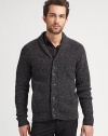 A shawl-collar cardigan with a brilliant tweed pattern.Shawl collarButton frontRibbed trim80% wool/20% polyamideDry cleanImported