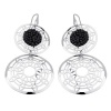 .925 Sterling Silver Rhodium Plated Kaleidoscope Hanging Jewel Encrusted Earrings with Fishhook