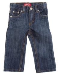A slim fit with big style, these jeans from Levi's will keep him comfy all day long. A slim fit with big style, these jeans from Levi's will keep him comfy all day long.