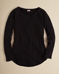 A looser waffleknit look that updates this piece from long-johns to stylish tunic. A looser waffleknit look that updates this piece from long-johns to stylish tunic.
