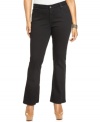 A sleek black wash finishes Lucky Brand Jeans' plus size boot cut jeans-- look slim and sensational this season!