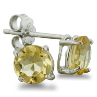 2ct Round Citrine Earrings In Sterling Silver