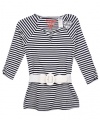 GUESS Kids Girls Big Girl Striped Tunic, NAVY (7/8)