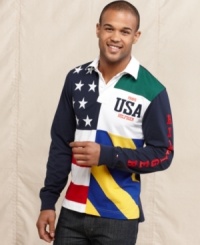 Show off your all American style with this stars and stripes rugby shirt from Tommy Hilfiger. Show off your all American style with this stars and stripes rugby shirt from Tommy Hilfiger.