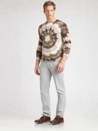 A rich blend of cotton, cashmere and wool, updated in a tie-dyed wash.Rolled crewneckLong sleevesPullover style49% cotton/45% cashmere/6% woolDry cleanImported A rich blend of cotton, cashmere and wool, updated in a tie-dyed wash.Rolled crewneckLong sleevesPullover style49% cotton/45% cashmere/6% woolDry cleanImported