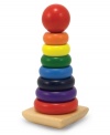 Talk about a classic childhood toy! All the colors of the rainbow are represented by these eight smooth, easy-grasp wooden pieces. Stack them on the solid-wood base, designed with rocking edges for safe and intriguing play.