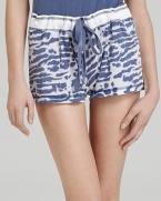 Feel comfy and colorful in the tie dye sleep shorts.