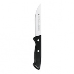 Versatile and durable, this utility knife retains its sharpness over time and features riveted handles.