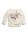 Guess Bowtastic L/S T-Shirt (Sizes 2T - 4T) - cream, 3t