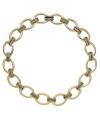 Classically elegant. Oval links and textured spacers create a traditional look on Lauren by Ralph Lauren's collar necklace. Set in 14k gold-plated mixed metal. Approximate length: 18 inches.
