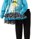 Disney Girls 2-6X 2 Piece Tinkerbell Tunic Glitter Legging Set, Aqua/Turquoise, 4