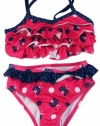 Pink Platinum Toddler Girls 2-4T Fushia Ladybugs Dot UV Ptotection Swim Set