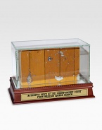 This is an actual game-used piece of championship court from the 1973 season at Madison Square Garden. The Knicks won the Finals, ousting the Lakers 4-1 with a team that featured 8 future Hall of Famers. Arrives in a glass/wood display case Engraved gold nameplate Includes a MSG hologram of authenticity 8 wide Made in USA 