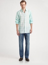 Freshen up your casual summer wardrobe with this brightly-hued, classic fit sportshirt shaped in washed linen.ButtonfrontLinenMachine washImported Freshen up your casual summer wardrobe with this brightly-hued, classic fit sportshirt shaped in washed linen.ButtonfrontLinenMachine washImported