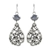 Hematite Facet Bead and Filigree Teardrop Earrings