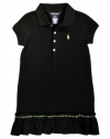 Ralph Lauren Toddler Girls Plaid Trim Ruffle Dress, Black, 5