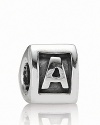 Add meaningful initials to your PANDORA bracelet with sterling silver alpha charms.
