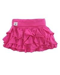 This whimsical cascade ruffle skirt in comfortable cotton jersey is adorned with drawstring detailing for a fun and flirty style. This whimsical cascade ruffle skirt in comfortable cotton jersey is adorned with drawstring detailing for a fun and flirty style.