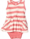 Splendid Littles, Oatmeal Streaky Stripe Onesie Dress, Cherry, 12-18 Months