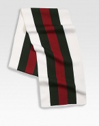 White with signature green/red/green web detail.70% wool/30% silk9½W X 70½LDry cleanMade in Italy