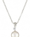 TARA Pearls Tahitian 9X10mm 14 Karat White Gold Pearl with One Diamond Pendant Necklace