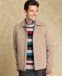 This Tommy Hilfiger microtwill jacket is a classic-looking piece to bring out when the weather takes a turn for the worst. This Tommy Hilfiger microtwill jacket is a classic-looking piece to bring out when the weather takes a turn for the worst.