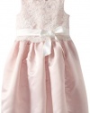 Us Angels Girls 2-6X Lace Overlay with Satin Skirt, Ivory/Blush Pink, 2T