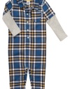 Carter's Boys Blue Flannel Plaid Jumpsuit