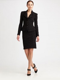 This modern, ladylike design features a button-down lapel that can be work opened or closed.Stand collarFoldover lapels with button closuresButton frontAbout 22 from shoulder to hem42% wool/42% acrylic/18% polyamideDry cleanMade in Italy of imported fabricModel shown is 5'10½ (177cm) wearing US size 4. This modern, ladylike design features a button-down lapel that can be work opened or closed.Stand collarFoldover lapels with button closuresButton frontAbout 22 from shoulder to hem42% wool/42% acrylic/18% polyamideDry cleanMade in Italy of imported fabricModel shown is 5'10½ (177cm) wearing US size 4.