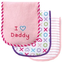 Luvable Friends 3 Count I Love Mommy and Daddy Baby Burp Cloths, Pink Daddy