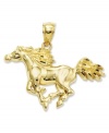 Pure elegance and quiet speed are beautifully captured in this 14k polished gold horse charm. Chain not included. Approximate drop length: 1 inch. Approximate drop width: 1-1/10 inch.