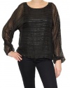 Women's ADDISON Boatneck Dolman Sleeve Top in Black/Gold