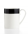 Timeless and ultra-versatile Classic Band combines clean lines in black and white. From Martha Stewart dinnerware, the dishes, including this simple mug, embrace a less-is-more look every day or you can mix and match with the fresh and floral Hudson pattern, also from Martha Stewart Collection.