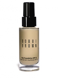 Bobbi's latest makeup innovation offers invisible, weightless coverage that looks like skin, not foundation. This long-wearing, hydrating foundation minimizes the appearance of pores and conceals imperfections, so all you can see is evenly toned, glowing skin. Ideal for all skin types.Bobbi Tip: Want more coverage? Simply follow with a repeat application. The coverage is buildable.1 oz. Bobbi's latest makeup innovation offers invisible, weightless coverage that looks like skin, not foundation. This long-wearing, hydrating foundation minimizes the appearance of pores and conceals imperfections, so all you can see is evenly toned, glowing skin. Ideal for all skin types.Bobbi Tip: Want more coverage? Simply follow with a repeat application. The coverage is buildable.1 oz.