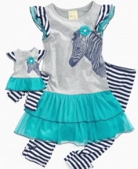 Let her sweet style roam free with this adorable zebra-print dress and leggings set from Sweet Heart Rose, with a matching doll outfit to dress her little friend. Let her sweet style roam free with this adorable zebra-print dress and leggings set from Sweet Heart Rose, with a matching doll outfit to dress her little friend.